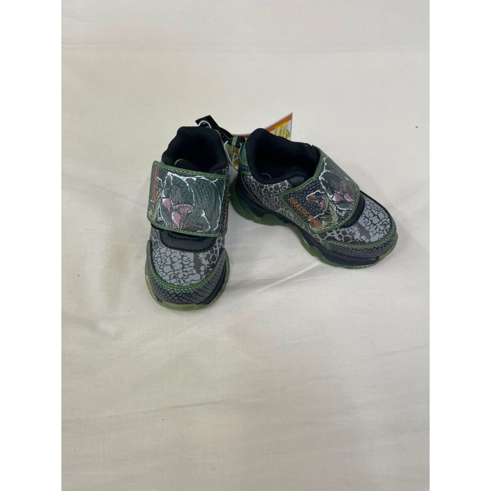 Jurassic World Rebirth Toddler Boys Light Up Sneakers Green Gray Size 7 NEW